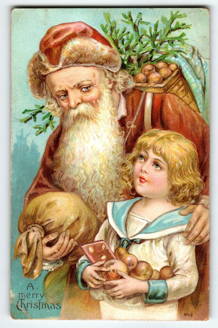 Santa Claus Christmas Postcard Old World Otto Schloss 842 Original Victorian