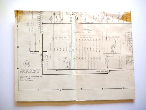 Doozie Pinball Machine Original Schematic Diagram Vintage 1969 Folded