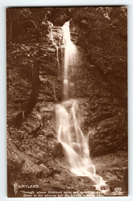 Fairyland Mountain Waterfalls RPPC Postcard EAS Germany Vintage Water Rocks