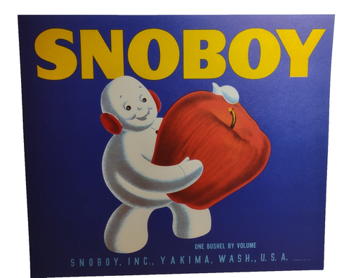 Snoboy Apple Crate Label Snowman Anthropomorphic Vintage 1940s Original Snow Man Snoboy Apple Crate Label Snowman Anthropomorphic Vintage 1940s Original Snow Man