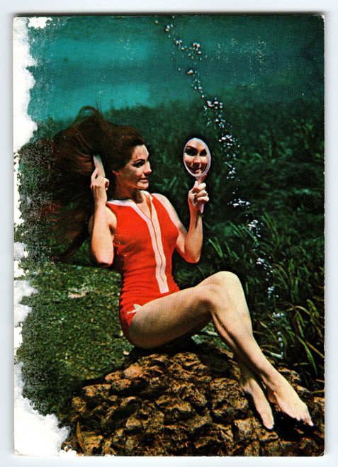 Weeki Wachee Mermaids Florida Under Water Lady Combs Hair Chrome Postcard