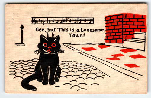Black Cats Kittens Postcard Gee But This Is A Lonesome Town Music Notes 1907