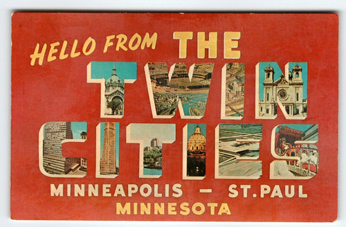 Greetings From Twin Cities St Paul Minnesota Large Big Letter Postcard Dexter