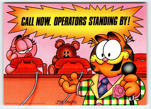 Garfield Call Now Operators Standing By Postcard Jim Davis Comic Tabby Cat 1980
