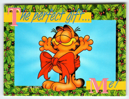Garfield Perfect Gift Christmas Postcard Jim Davis Comic Orange Tabby Cat 1978