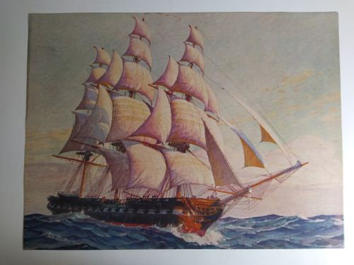 Pirate Ship Art Print 1930s Original Vintage Lithograph Ocean Waves Boat Sails Pirate Ship Art Print 1930s Original Vintage Lithograph Ocean Waves Boat Sails