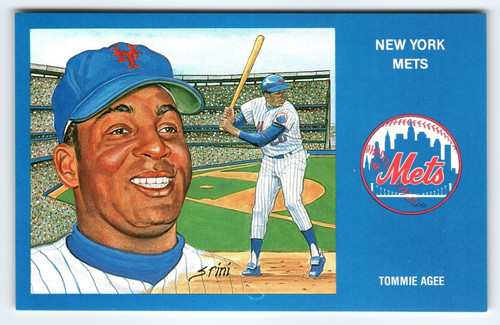 1969 NY Mets Baseball Postcard Susan Rini Tommie Agee Unused Limited Edition