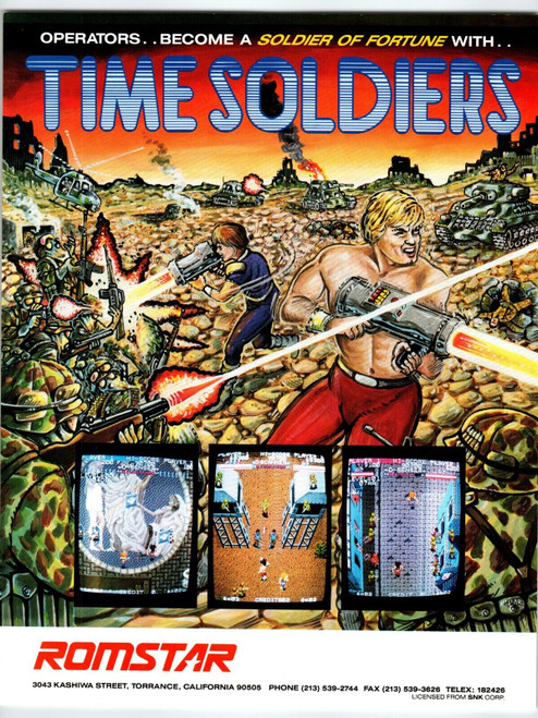 Time Soldiers Arcade FLYER Original 1987 Unused Retro Video Game Artwork Vintage