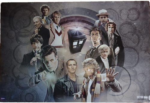 Doctor Who Large Poster 11 Doctors & Tardis 36" Wall Art BBC 1996 Sci-Fi Space