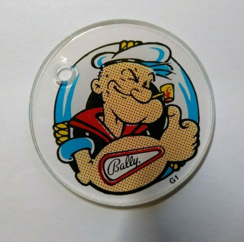 Popeye Keychain 1993 NOS Original Pinball Machine Plastic Promo G1 Logo