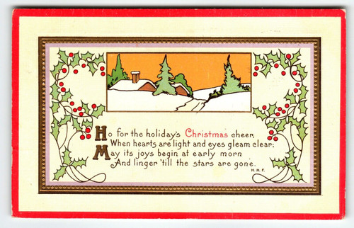 Christmas Postcard Ho For The Holidays Embossed Vintage 1916 Stecher Series 428E