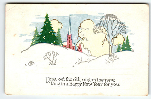 New Years Day Postcard Ring Out The Old In With The New 1930 Holiday Greetings