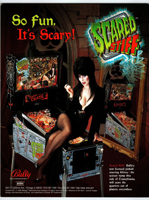 Elvira Scared Stiff Pinball FLYER 1996 Original Horror Vampire Art Halloween