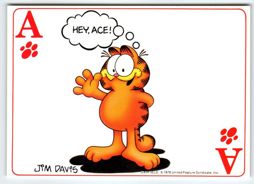 Garfield Postcard Hey Ace Playing Card Jim Davis Comic Orange Tabby Cat 1978