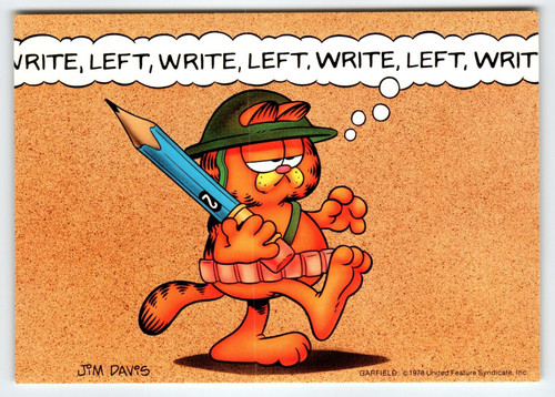 Garfield Cat Postcard Soldier Hat Jim Davis Comic Orange Tabby 1978 Cartoon