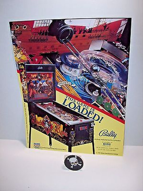 Bally Black Rose Pinball Machine FLYER And Plastic Promo Skull Original NOS 1992