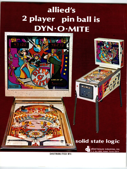 Dynomite Pinball FLYER Original 1975 Groovy Retro Game Art 8.5" x 11" Good Times