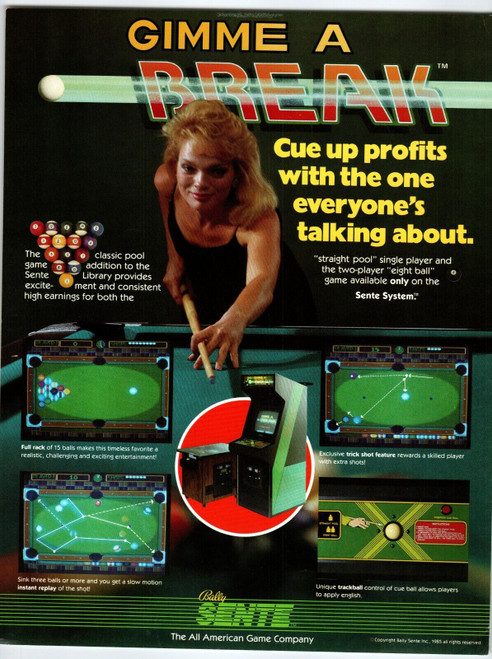 Gimmie A Break Arcade Game FLYER Original 1985 Video Game Retro Pool Billiards