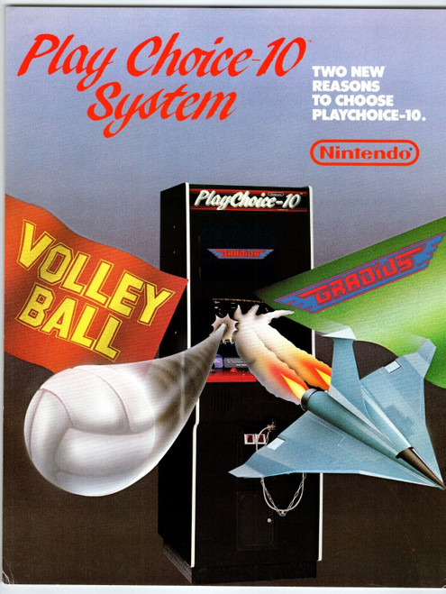 Playchoice 10 Arcade Game FLYER Original 1986 Video Game Gradius Volley Ball