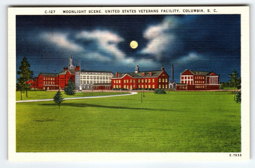 Moonlight United States Veterans Facility Columbia South Carolina Linen Postcard