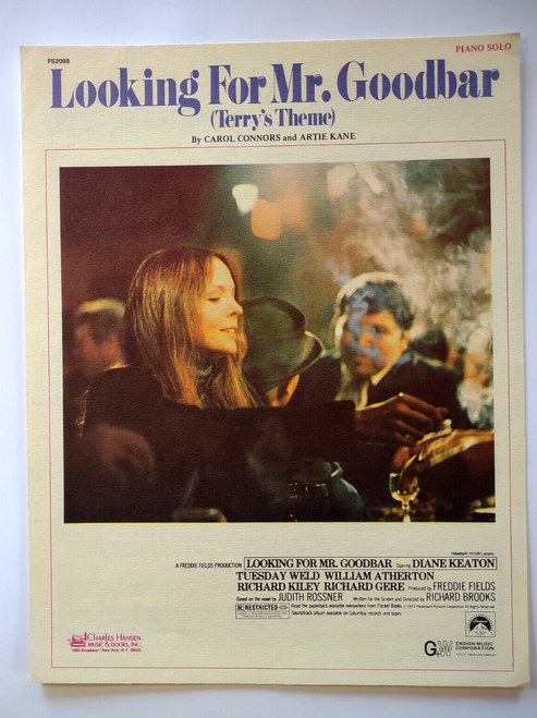 Looking For Mr. Goodbar Terrys Theme Carol Conners Diane Keaton Sheet Music 1977