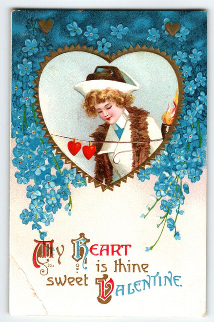 Valentines Day Postcard My Heart Is Thine Ellen Clapsaddle Germany Embossed