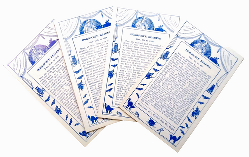 4 Exhibit Horoscope Reading Fortune Teller Cards Bats Cats Witches Art December