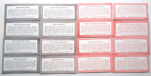 16 Horoscope Fortune Teller Penny Arcade Game Cards Vintage Exhibit Hair Color