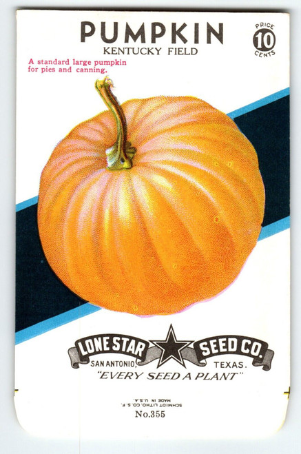 Kentucky Field EMPTY Pumpkin Lone Star Seed Pack 1950's Vintage 10cent Packet