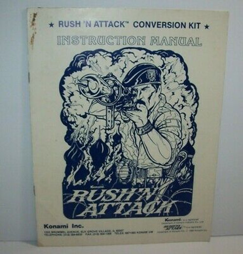 Rush 'N Attack Original Konami Video Arcade Game Instruction Kit Manual 1985