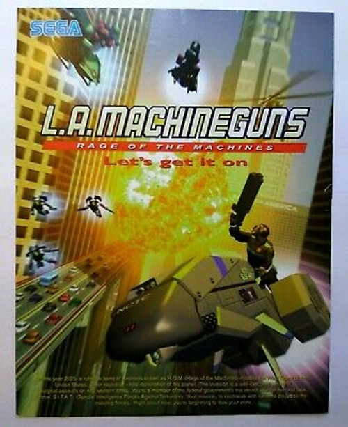 LA Machine Guns Arcade FLYER Original Video Game Vintage Retro Art 1999 Vintage