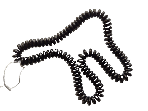 (100) Vintage Jet Black Round Wafer Shape Czech Beads Jewelry Crafts NOS 6mm