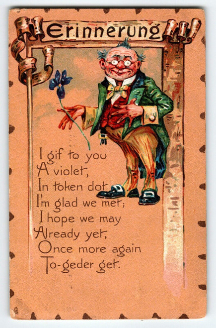 Valentines Day Postcard Tuck Series 4 Irish Man Shamrock 1910 Texture Vintage