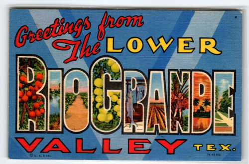 Greetings From Lower Rio Grande Valley Texas Large Letter Postcard Linen 1951