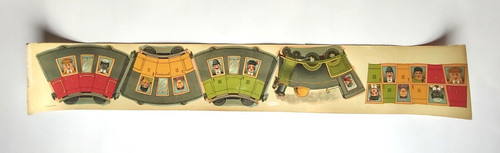 Victorian French Game Print Art Train Patrons Comical 1900's Lithograph Antique