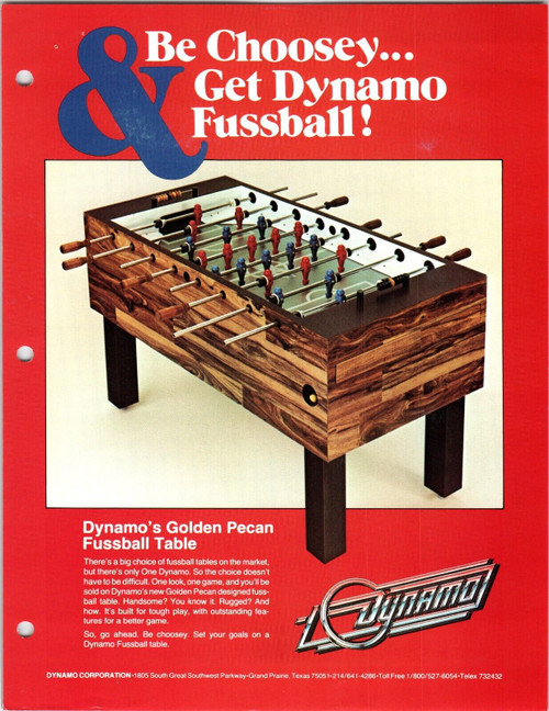 Foosball Table Soccer Amusement Arcade Game Flyer 8.5" x 11" Promo Vintage Art