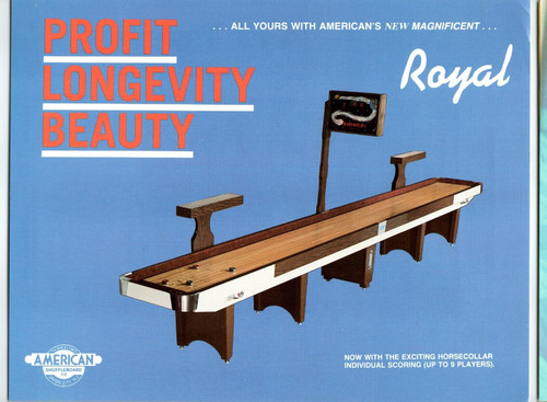 Royal Shuffleboard Arcade Game Sales FLYER Paper Advertising Vintage Retro