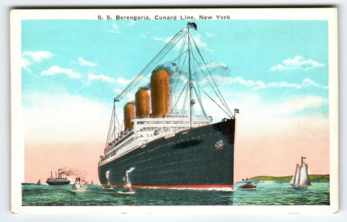 Ship Boat Postcard SS Berengaria Cunard Line Steamship New York Antique Unposted