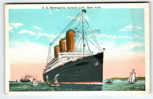 Steamship Postcard SS Berengaria Cunard Line New York Antique Unused Ship Boats