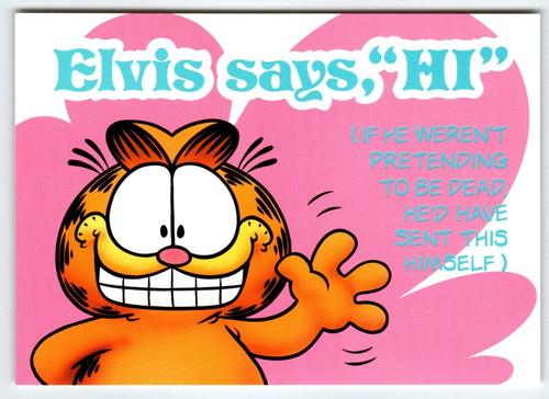 Garfield Cat Postcard Elvis Says Hi Jim Davis 1978 Tabby Cartoon Kitten Unused
