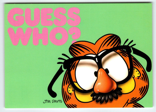 Garfield Cat Postcard Guess Who? Jim Davis 1978 Funny Tabby Cartoon Kitty Unused