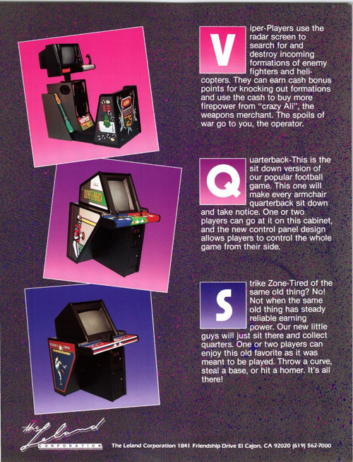 Viper Quarterback Strike Zone Video Arcade Game Flyer Promo 8.5" x 11" Retro