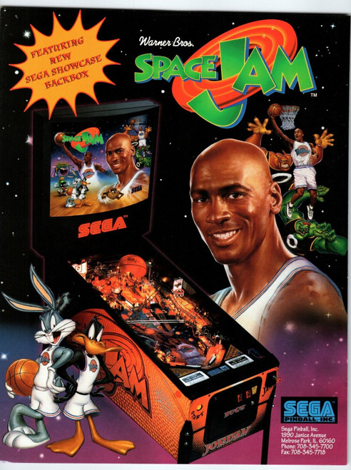 Space Jam Pinball Machine FLYER Original Jordan Bugs Daffy 8.5" x 11" Basketball