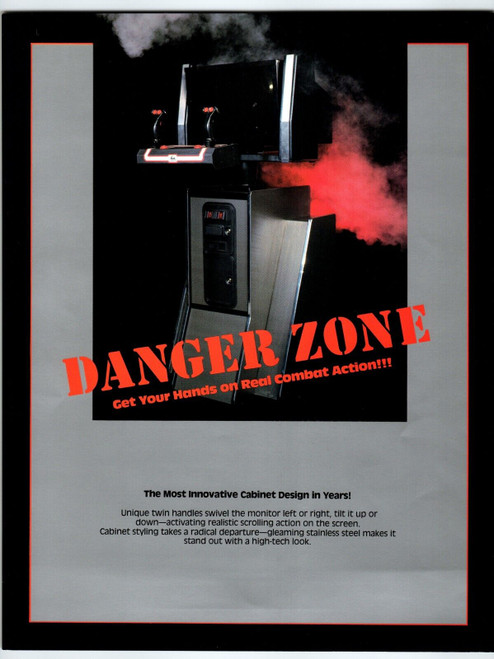 Danger Zone Arcade Video Game Flyer Original 1986 Retro 8.5" x 11" Combat Art