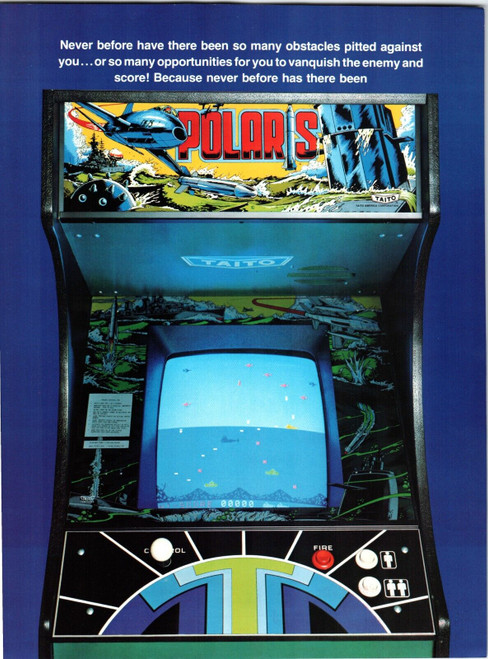 Polaris Arcade Game Flyer Original 1980 Retro Video 8.5" x 11" Sea Battle Art