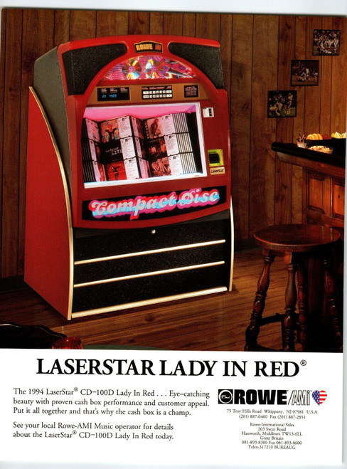 Laserstar Lady In Red CD Jukebox FLYER Rowe 1994 Unused Original Phonograph Art