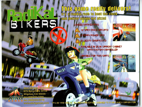 Radikal Bikers Arcade Video Game Flyer Original 1998 Retro 8.5" x 11" Motorcycle