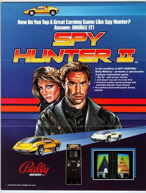 SPY HUNTER II Arcade Game Flyer 1986 Original Vintage Retro 8.5" x 11" Video