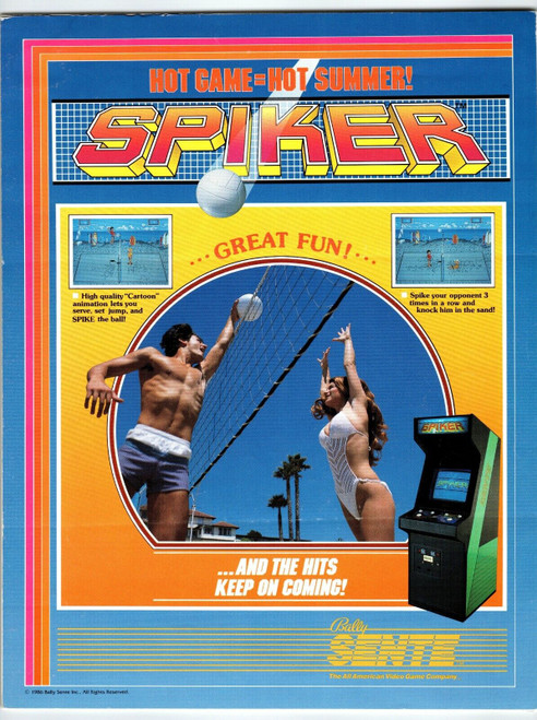 Spiker Volleyball Arcade FLYER Original 1986 Video Game Retro Vintage Art Spiker Volleyball Arcade FLYER Original 1986 Video Game Retro Vintage Art