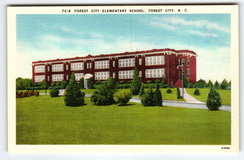 Forest City Elementary School North Carolina Vintage Linen Postcard NC Unused